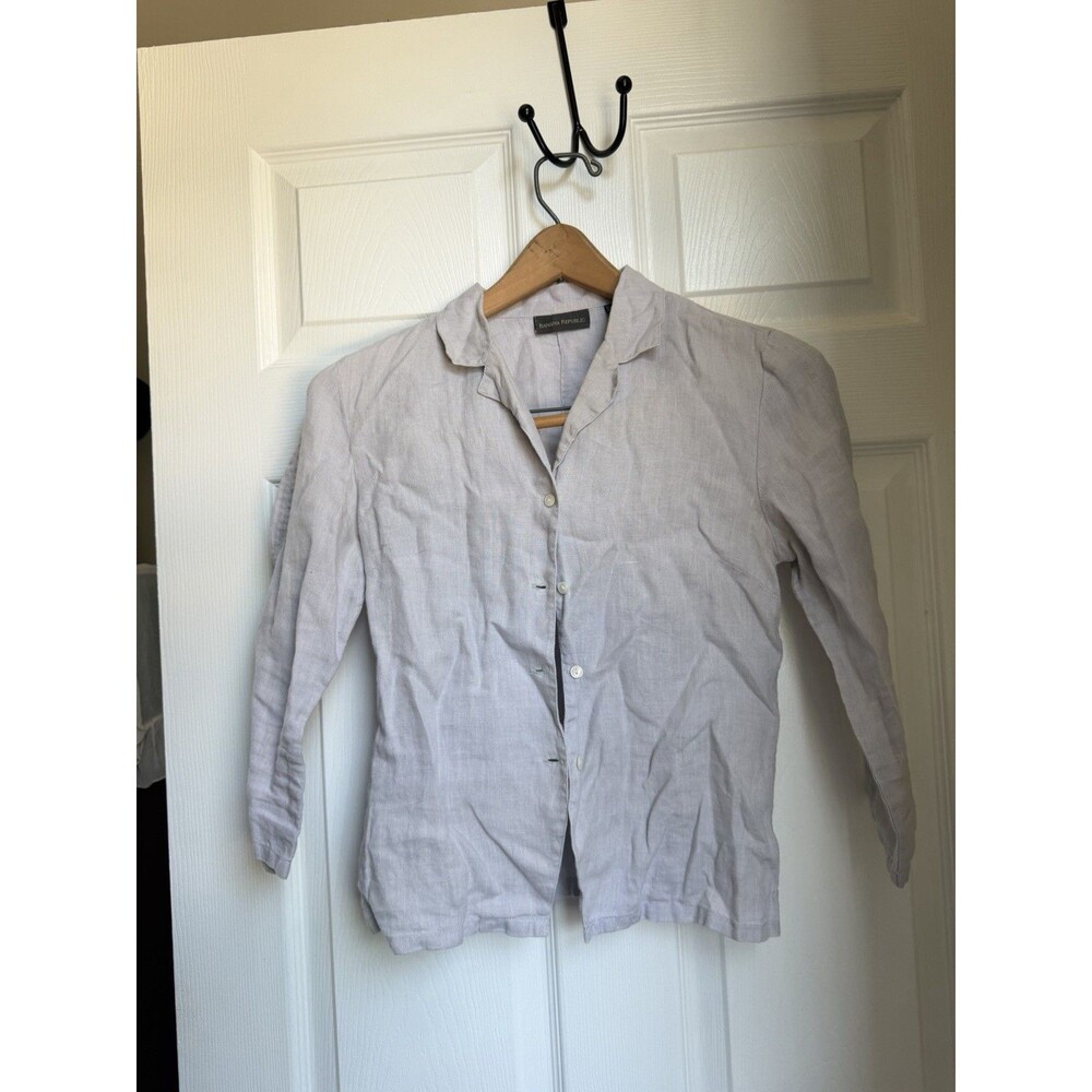 Banana Republic Pale Purple Tailored Linen Button-Down 3/4 Sleeve Shirt XS